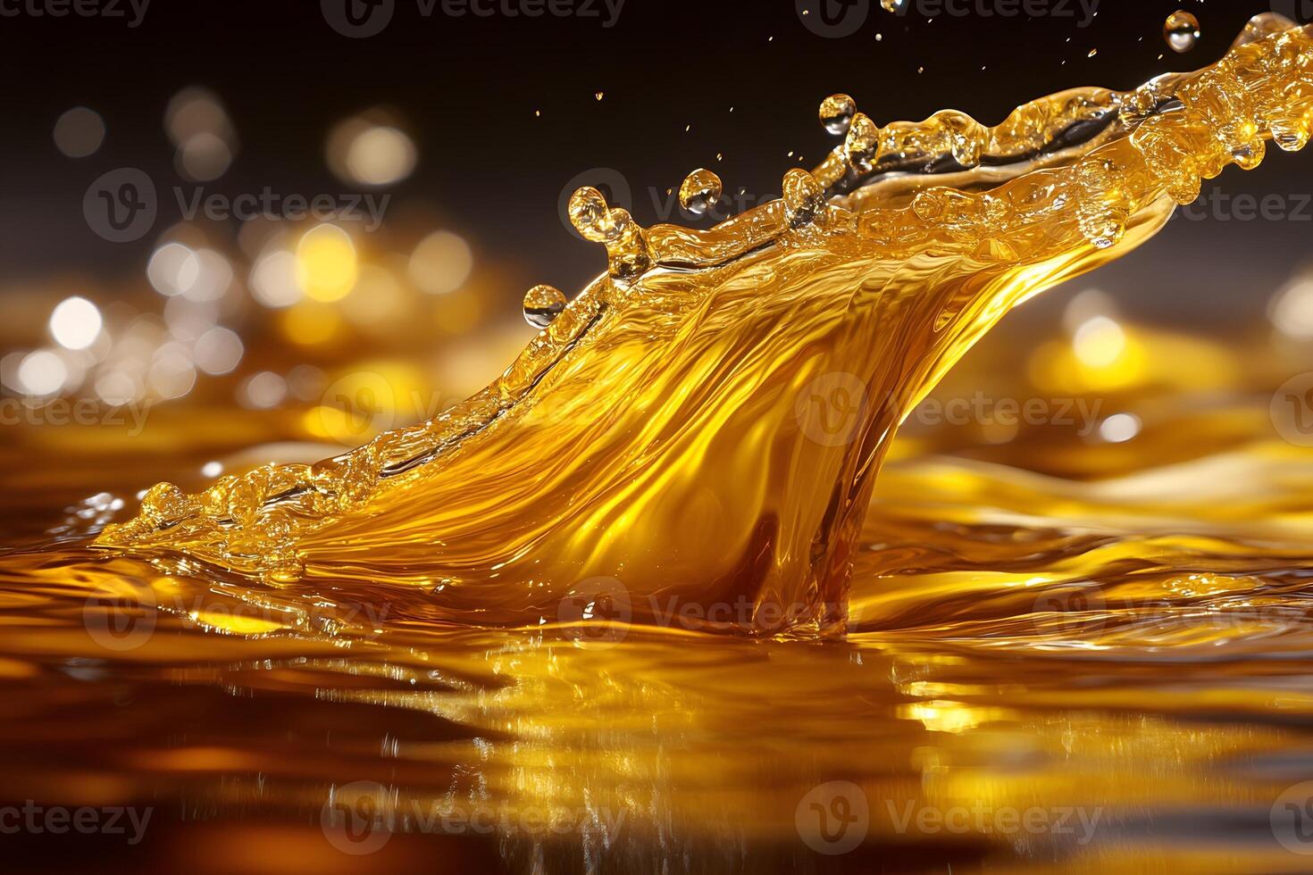 Golden Liquid Wave Splash for Beverage and Advertising Design photo