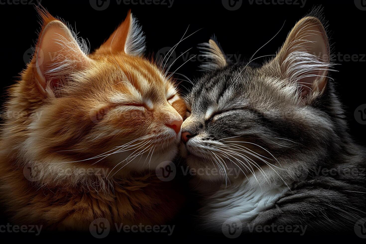 Tender Moment Between Two Cats Peaceful Companionship for Pet Lovers photo