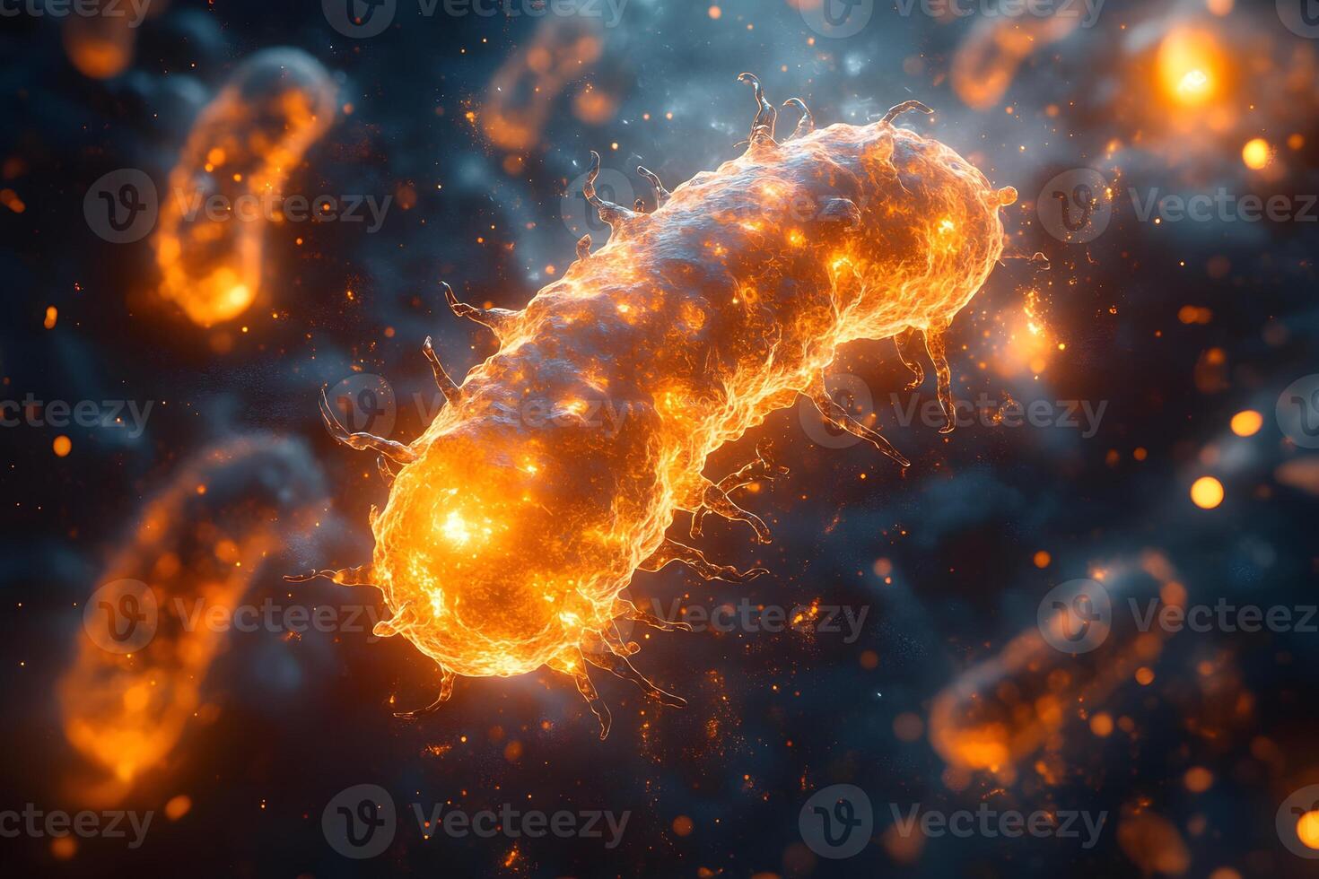 Magnified View of Bacteria on a Molecular Level in Bright Colors for Scientific Study photo