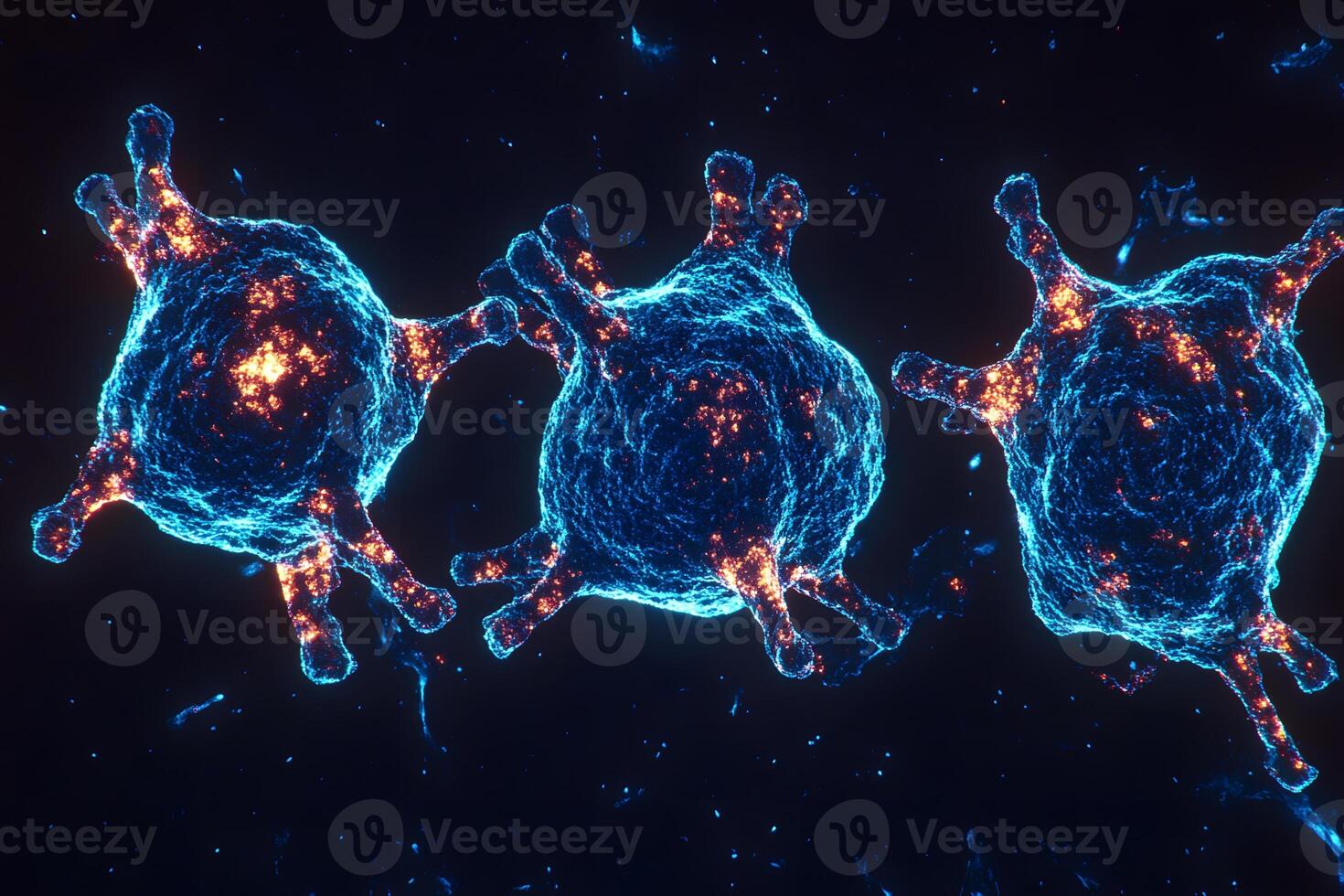 Futuristic Sci-Fi Tech Visualization of Microscopic Viral or Cellular Structure photo