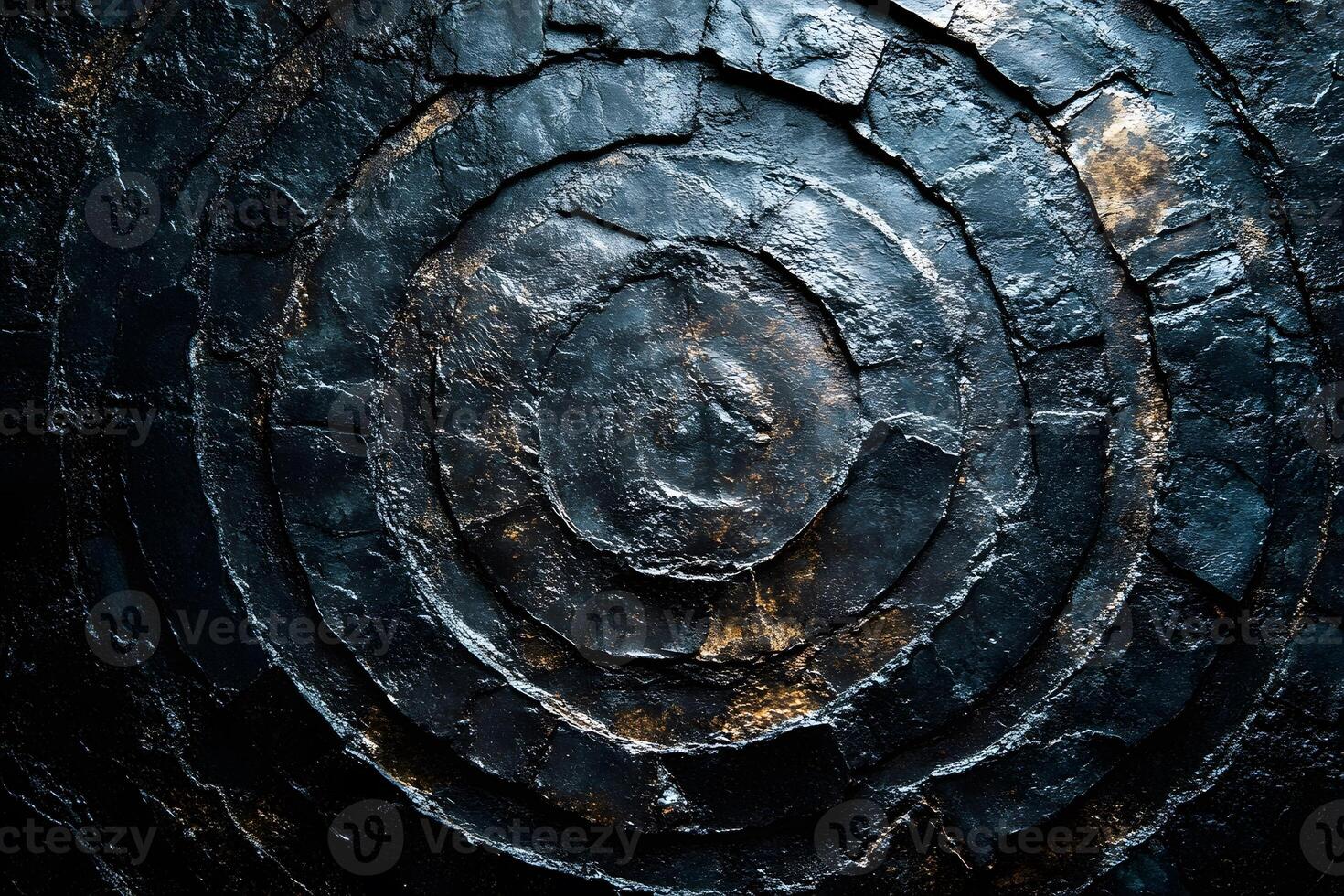 Abstract Textured Stone Circles with Gold Highlights - Perfect for Modern Art Posters and Interior Design photo