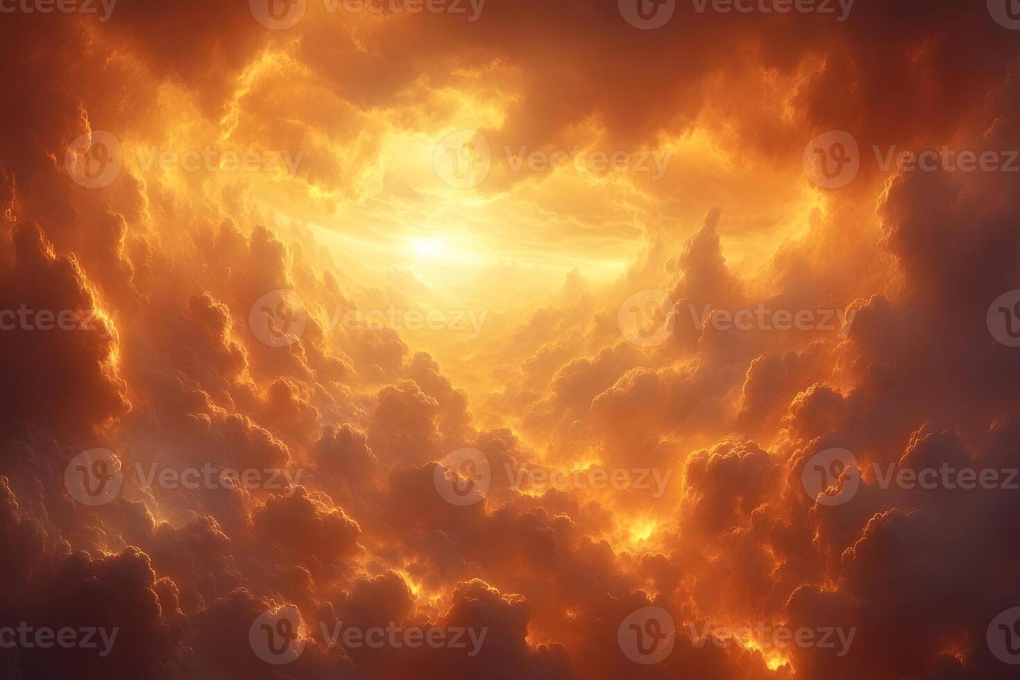 Radiant Skyscape with Dramatic Fiery Clouds at Sunset for Inspirational Design and Poster Art photo