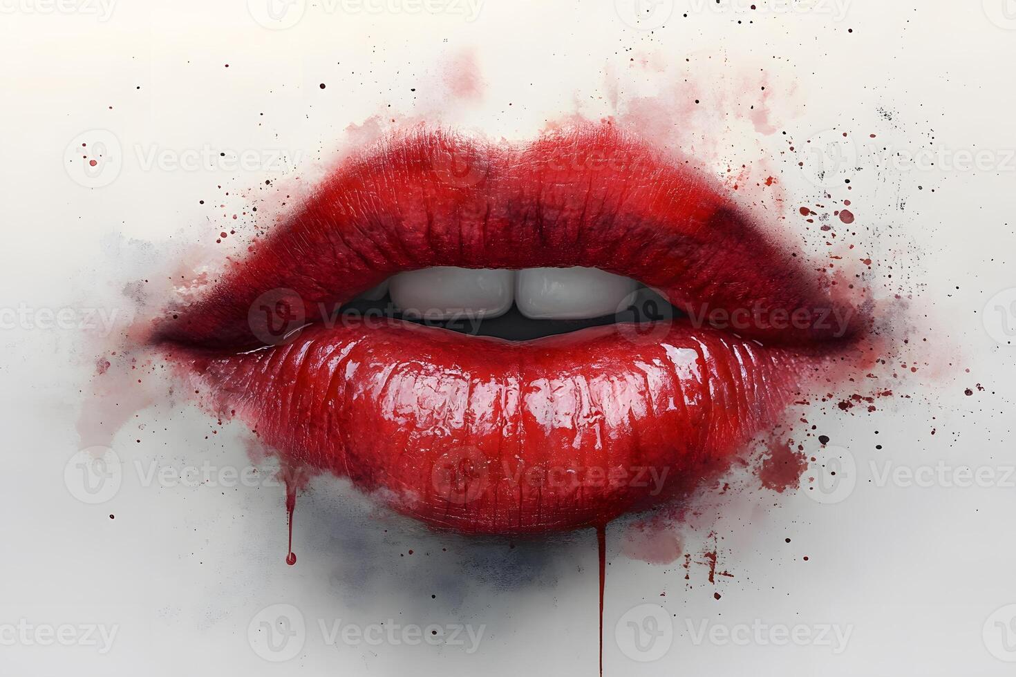 Artistic Abstract Red Lips Design for Beauty and Fashion Illustrations photo