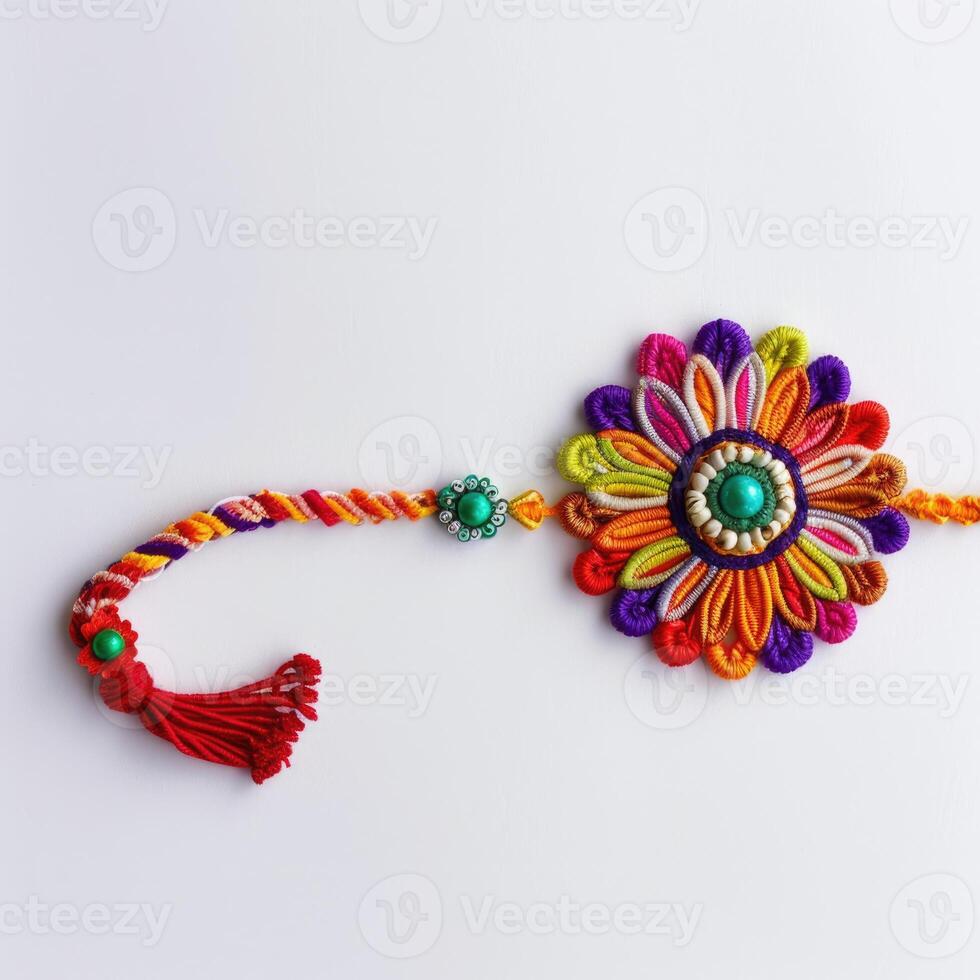 A colorful rakhi with a flower on it photo