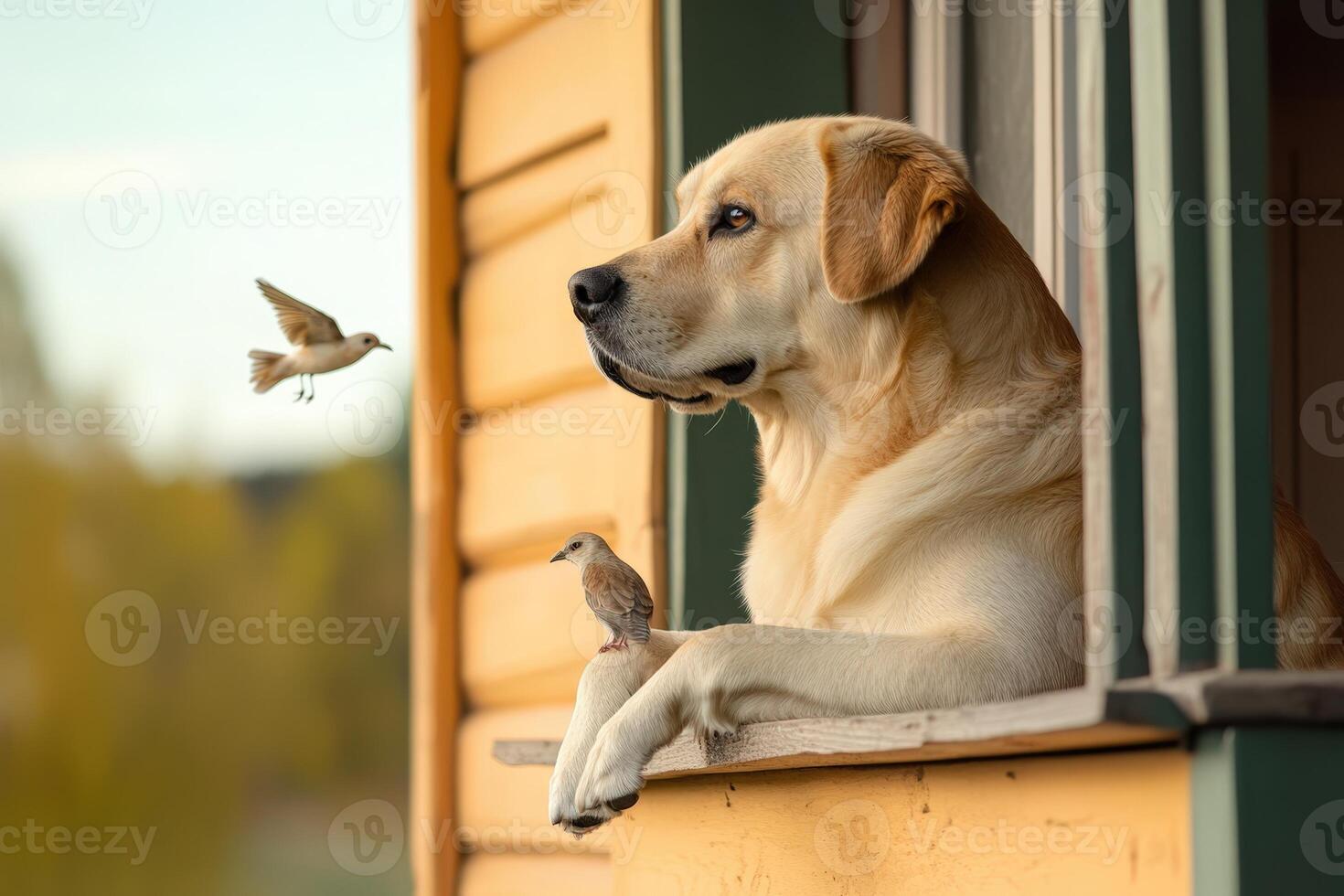 A dog looking out a window. photo