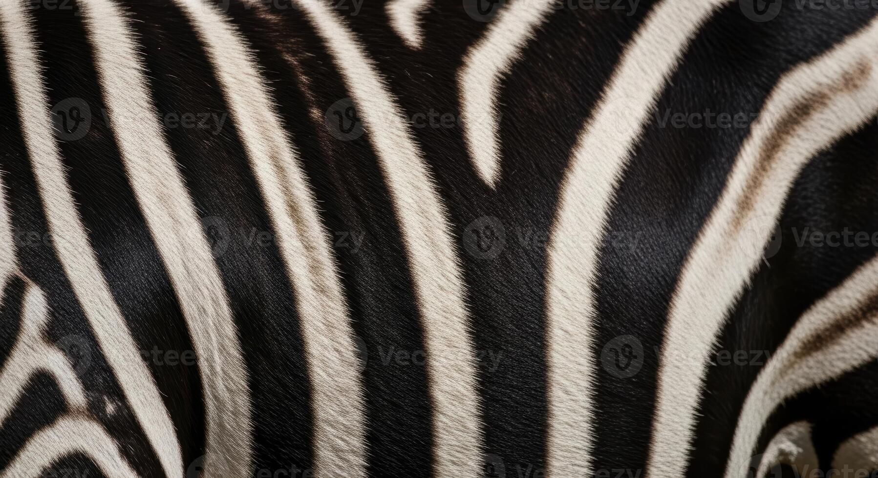 A close up view of a zebra black and white striped fur showing natural texture. photo