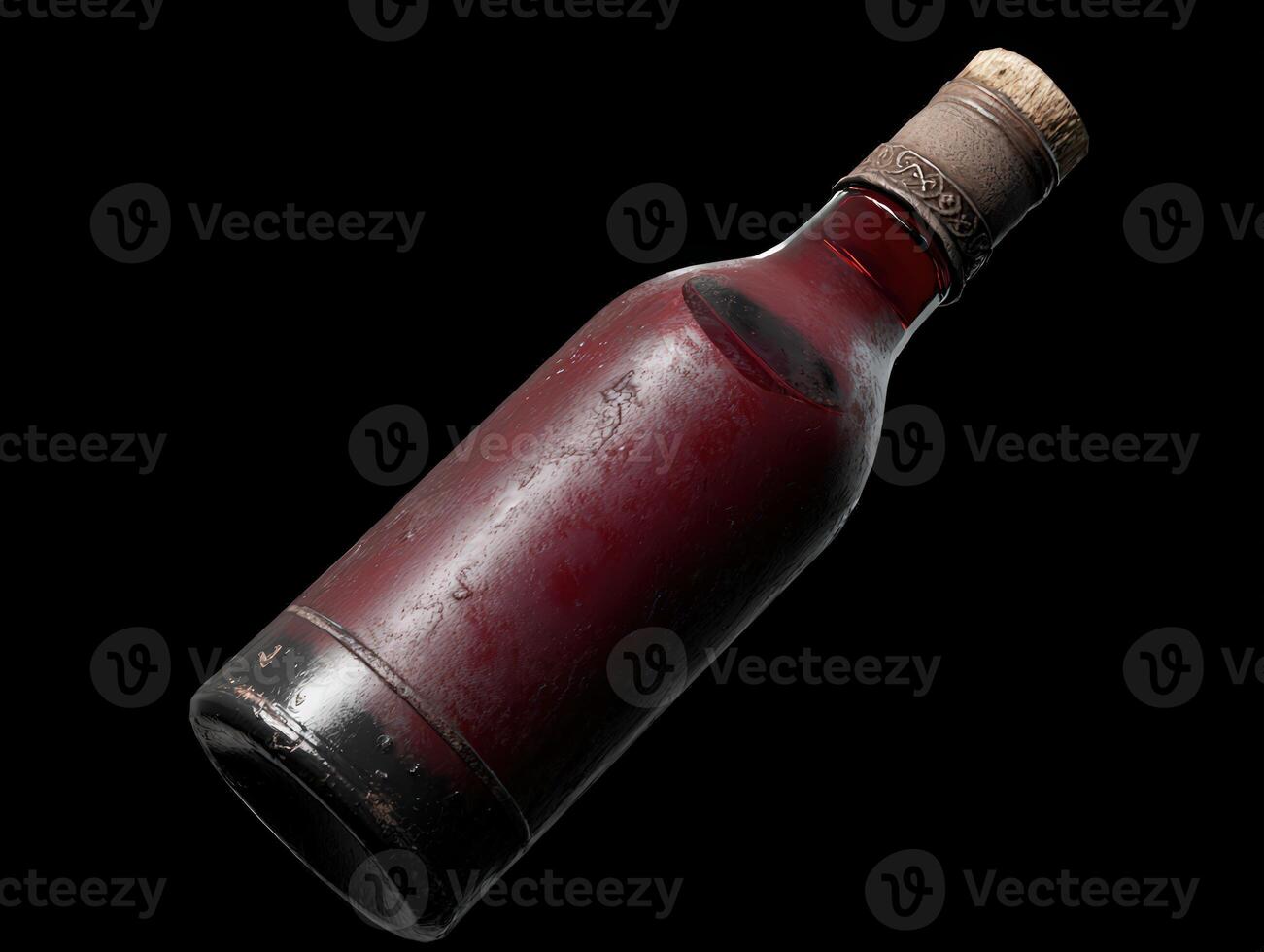 Antique potion bottle with dark red liquid photo