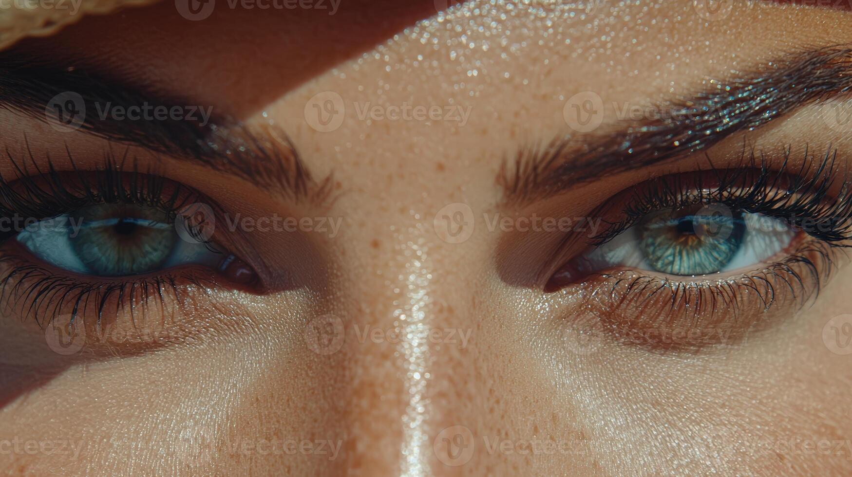 Intense gaze. captivating blue eyes with striking detail photo