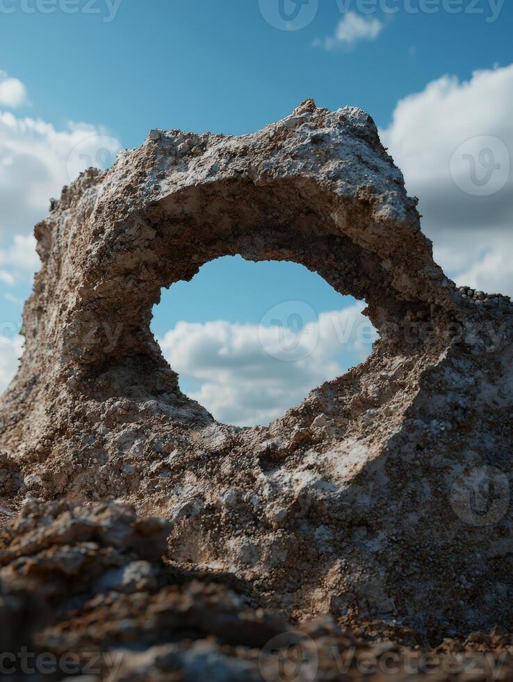Natural rock arch formation against a blue sky photo