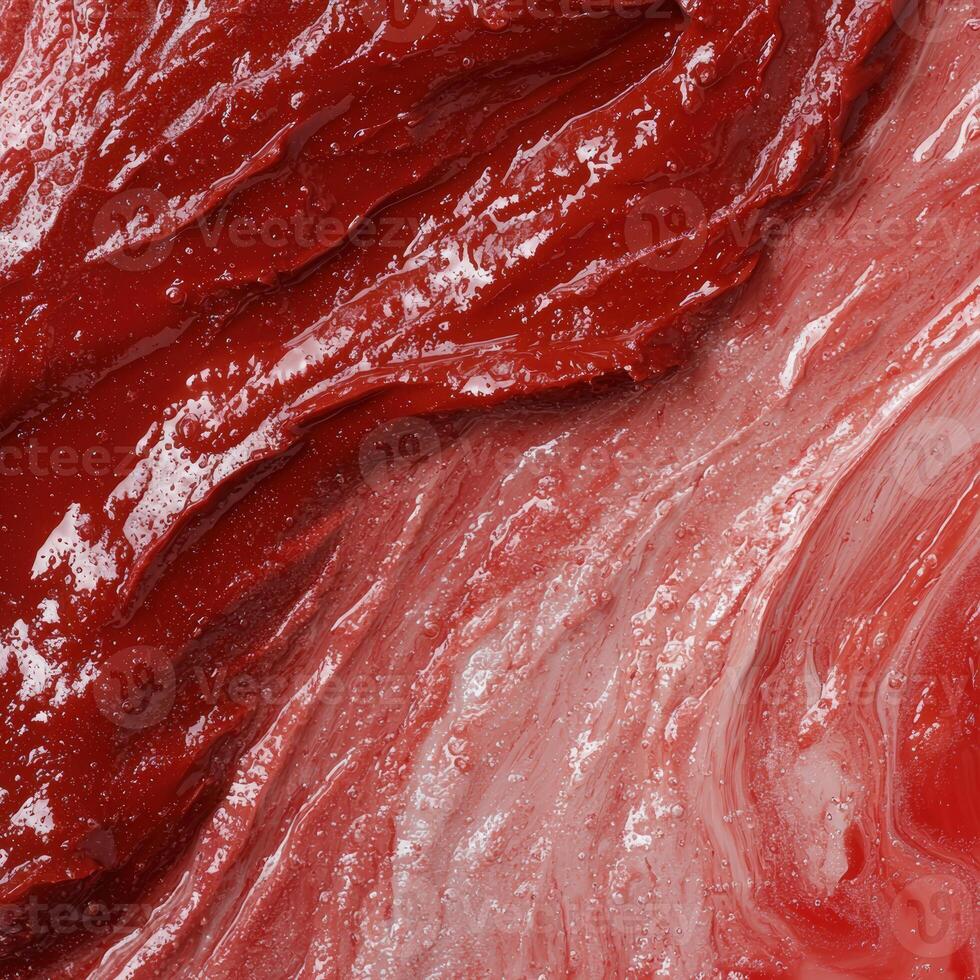 Abstract red paint texture with glossy, vibrant surface photo