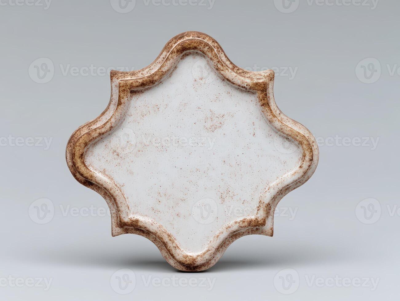 Elegant quatrefoil tile with speckled surface and rustic border photo