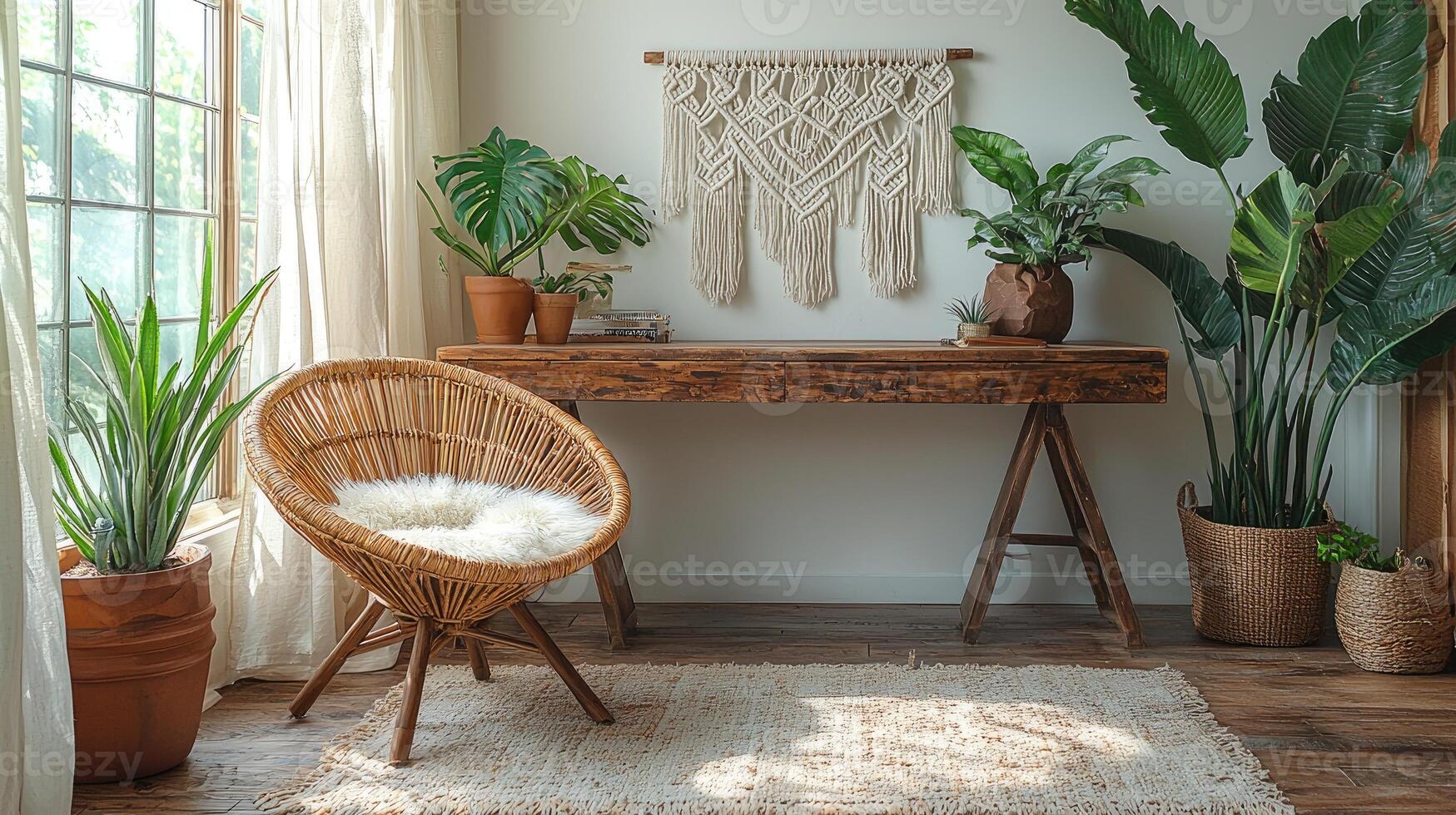 A Bright Interior Space Featuring Plants Furniture And Natural Light photo