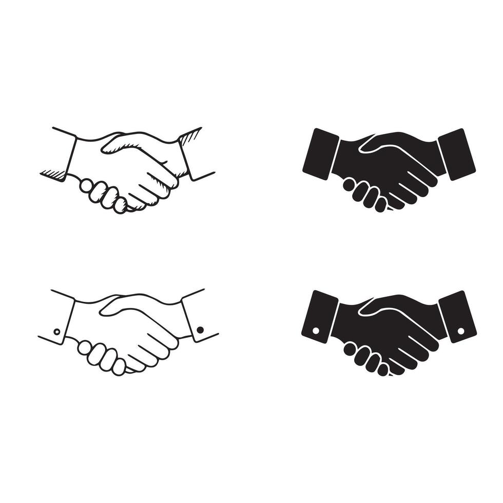 Handshake outlines silhouette business agreement partnership success collaboration illustration vector
