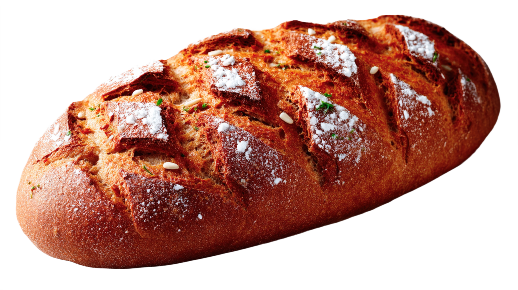 Homemade Artisan Bread with Fresh Crust and Sesame Seeds Isolated on Transparent Background png