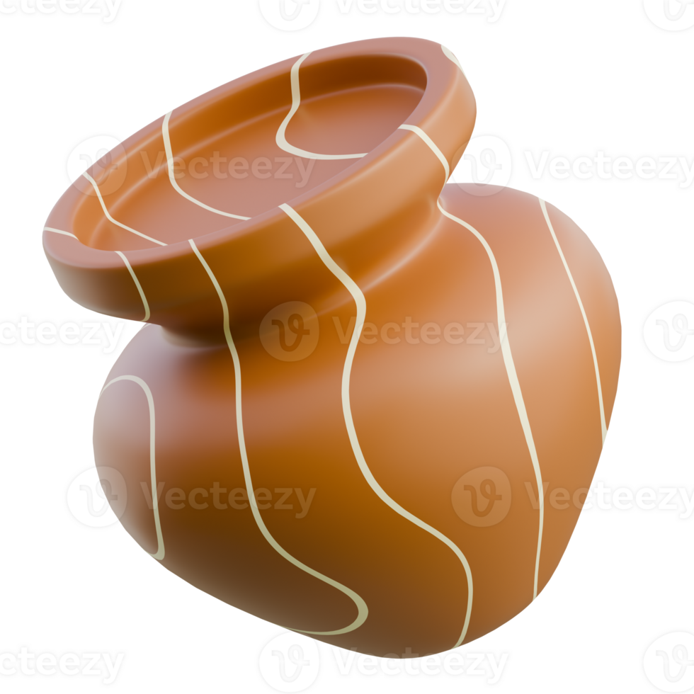 3D Render Modern Ceramic Vase with White Lines png
