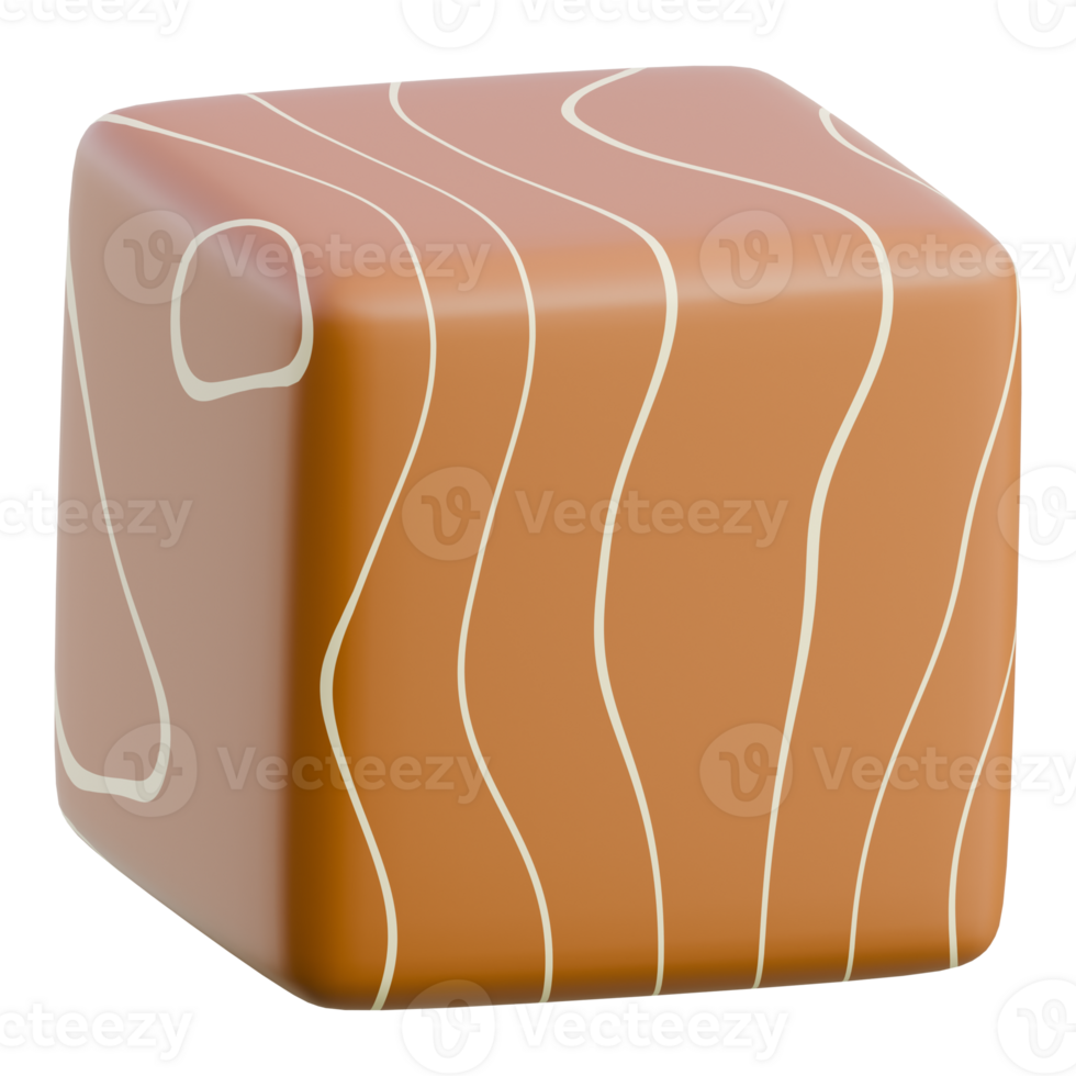 3D Render character of a caramel cube png