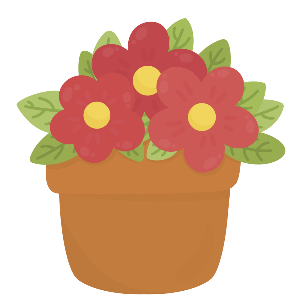 Red flowers pot in the garden png