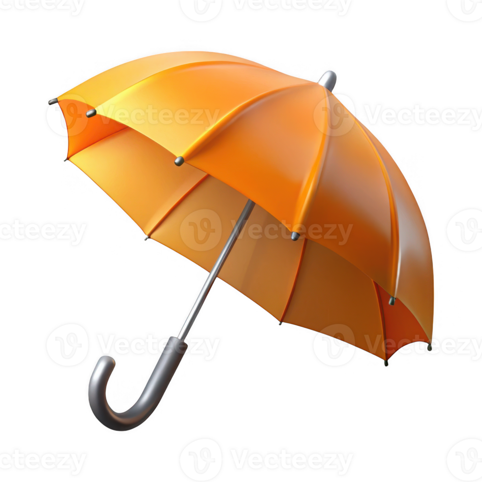 Bright orange umbrella graphic isolated on transparent background png