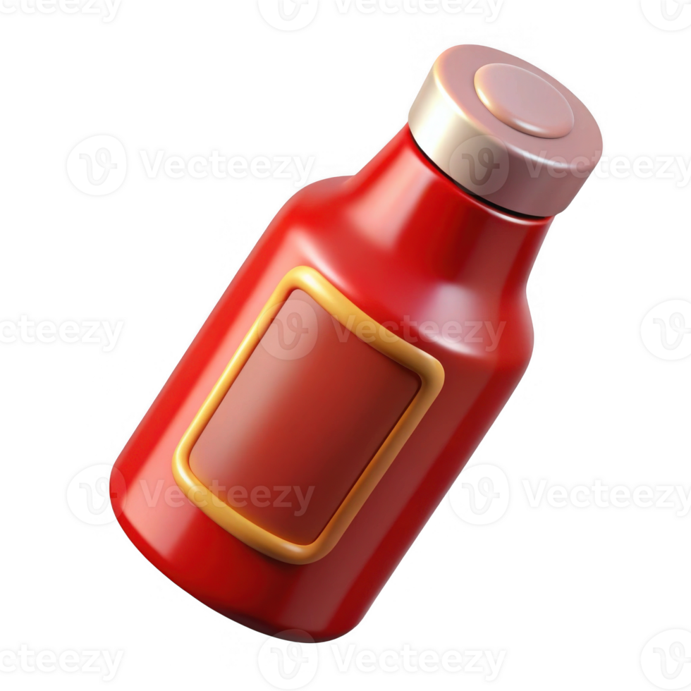 Red sauce bottle mockup isolated on transparent background png