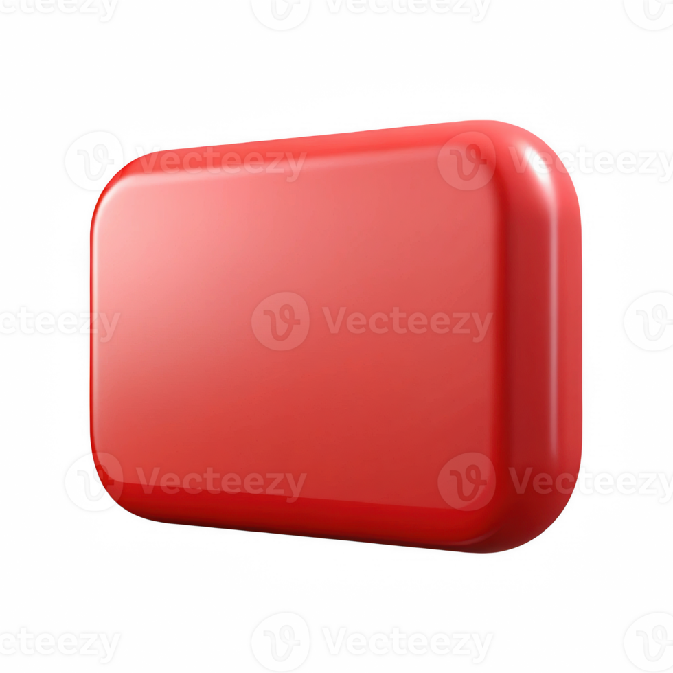 Red rectangular button element isolated on transparent background png