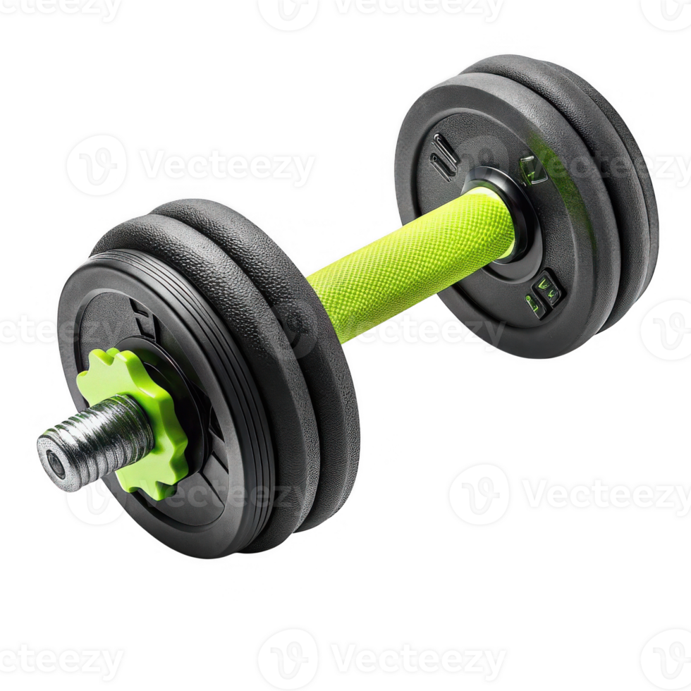 Lime green handled dumbbell isolated on transparent background png