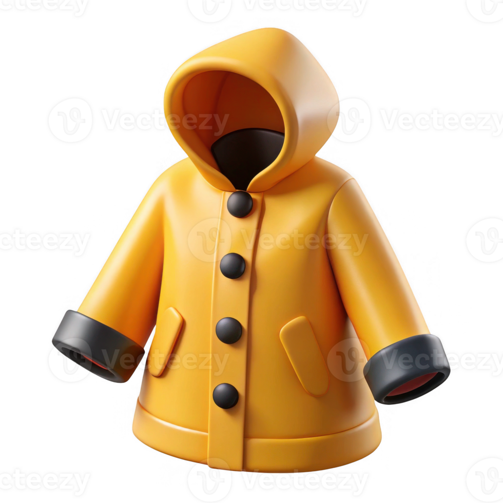 Yellow raincoat 3d model isolated on transparent background png