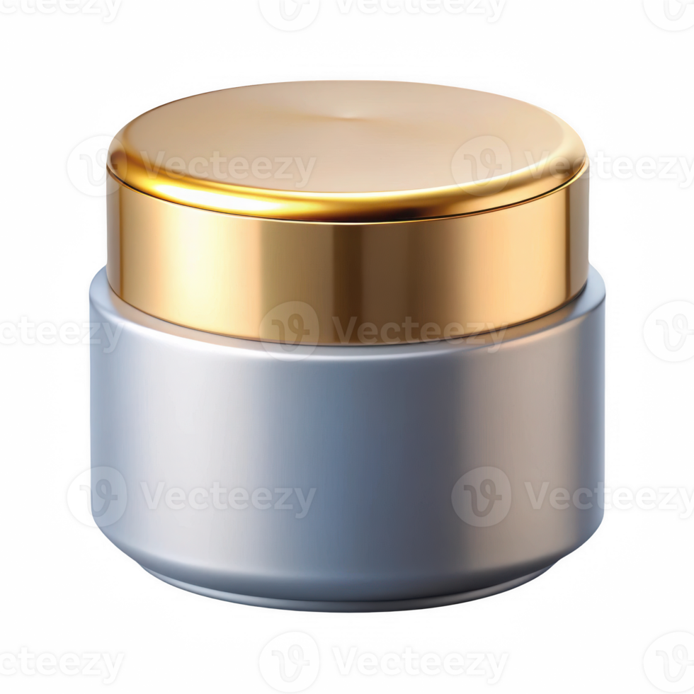 Elegant silver and gold cosmetic jar isolated on transparent background png