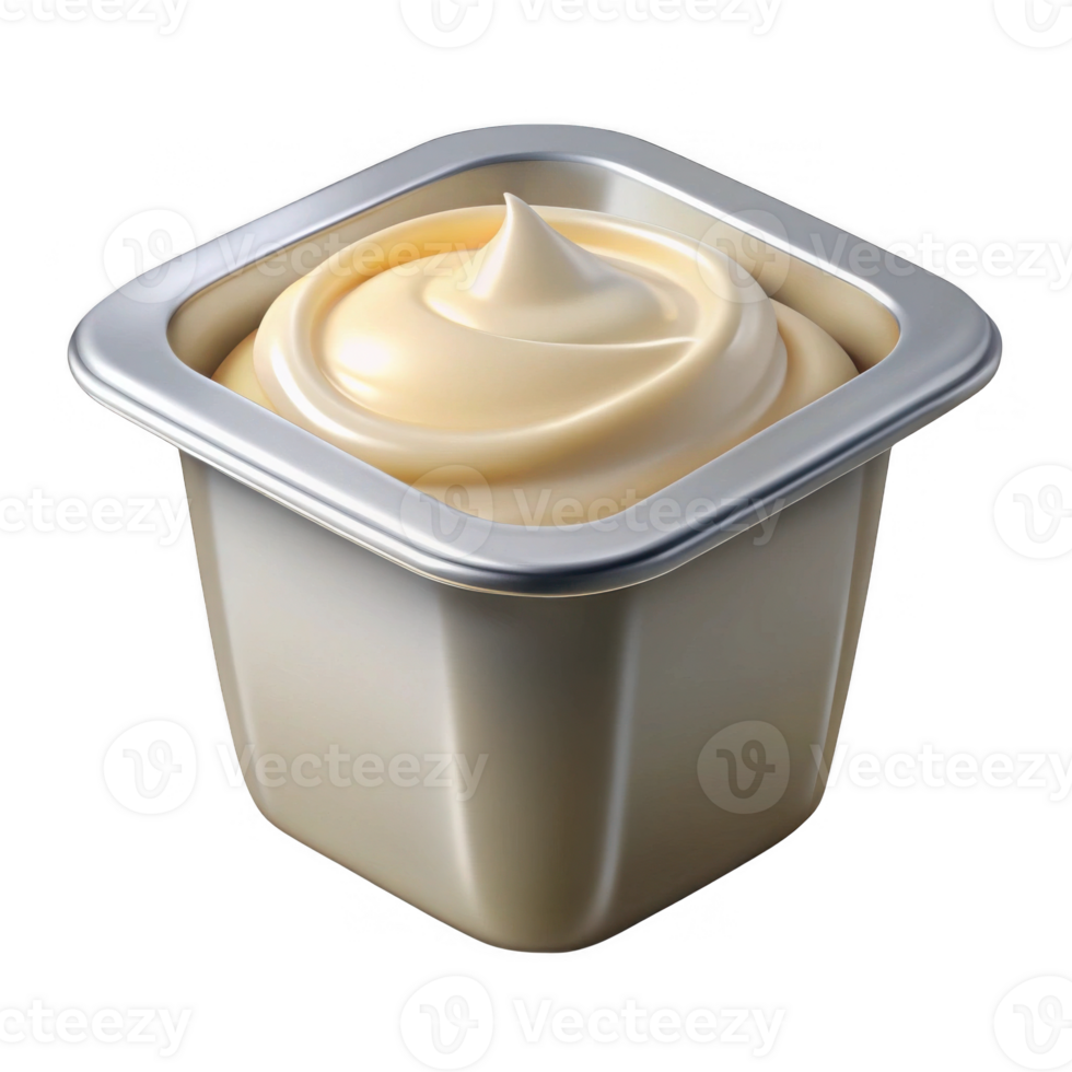 Mayonnaise in a square tub isolated on transparent background png