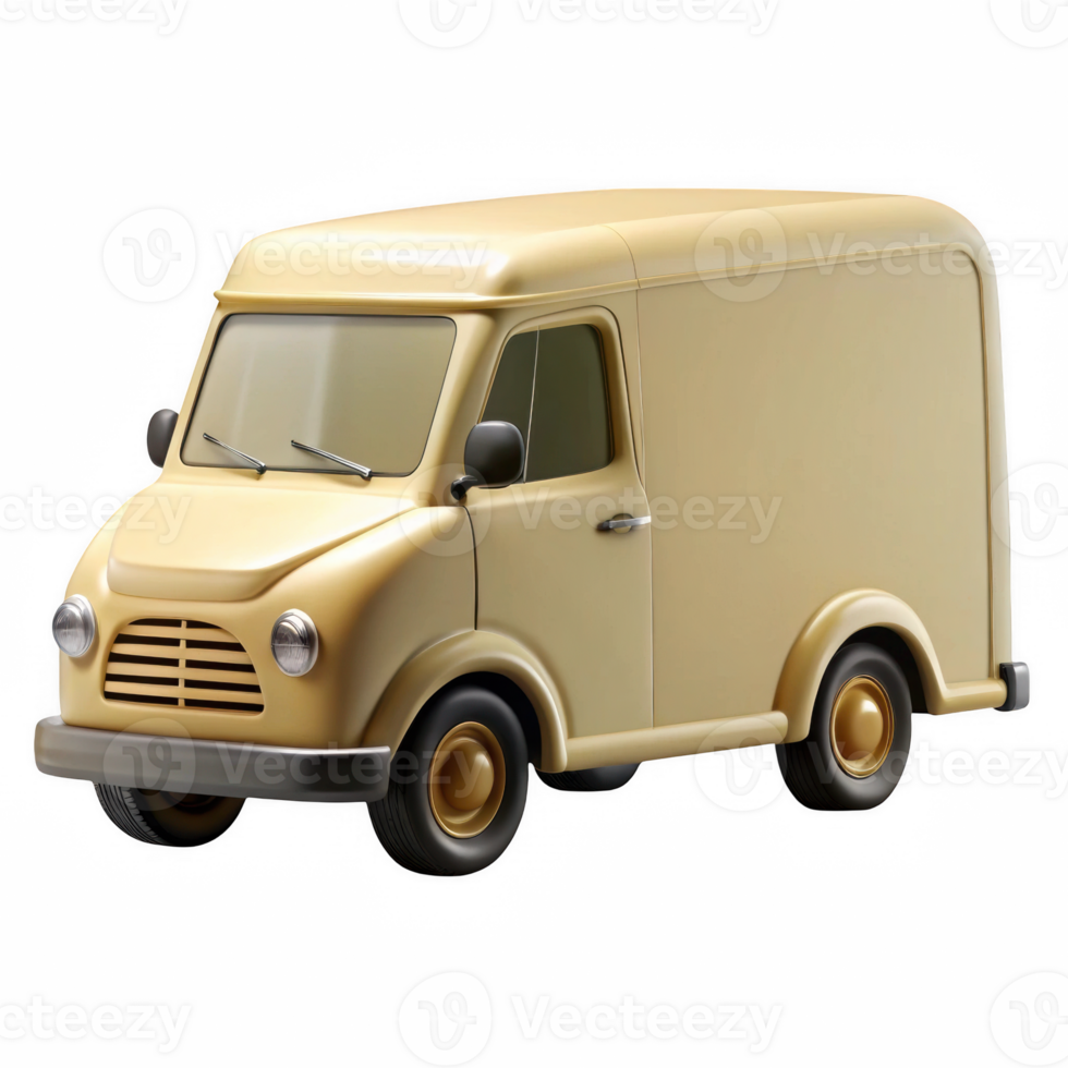 Vintage delivery van isolated on transparent background png
