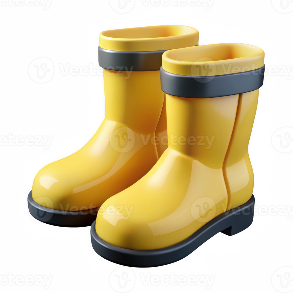 Pair of yellow rubber boots png