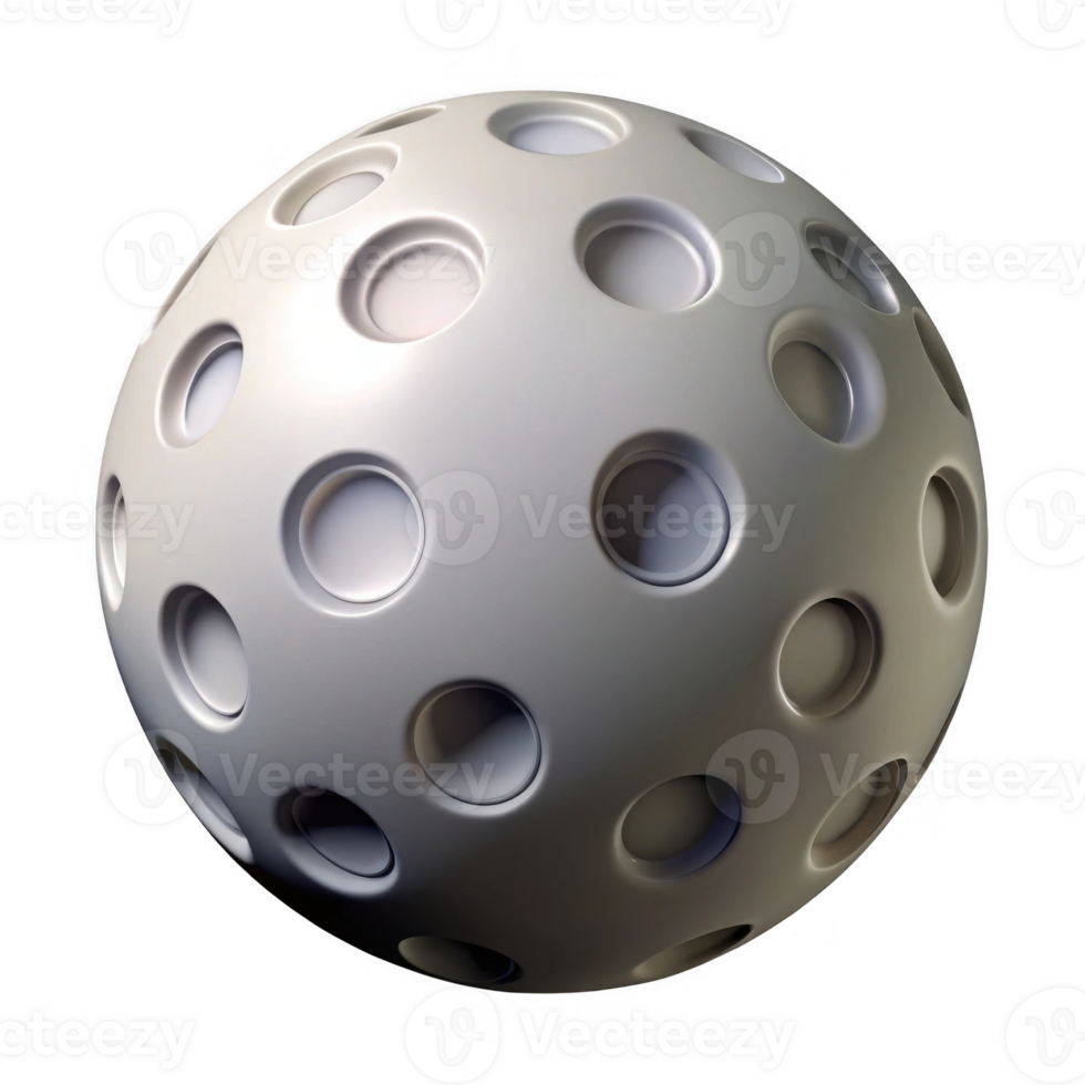 Grey sphere with circular indentations isolated on transparent background png