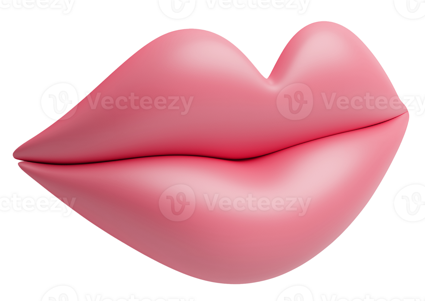 Soft pink lips 3D render on transparent background. png