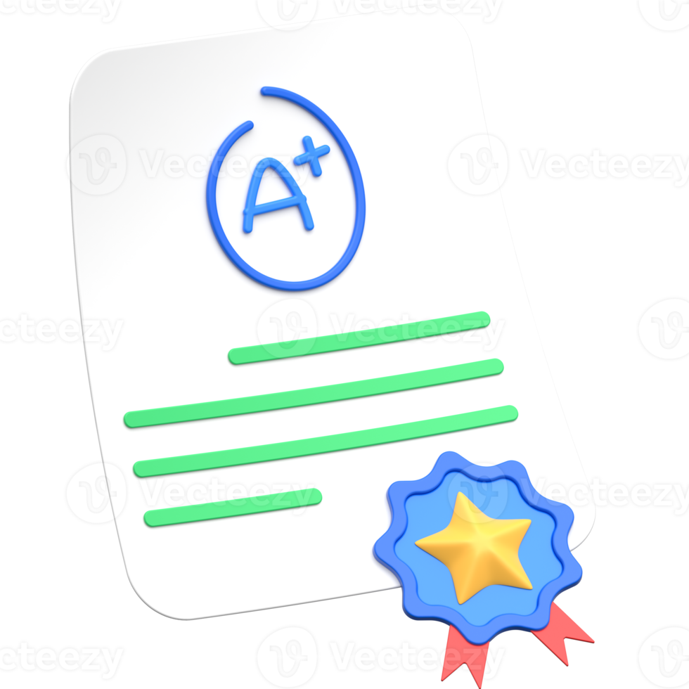 A plus Grade Report Card 3D Icon png