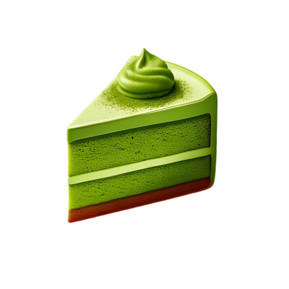 A Slice of Matcha Cake with Whipped Cream png