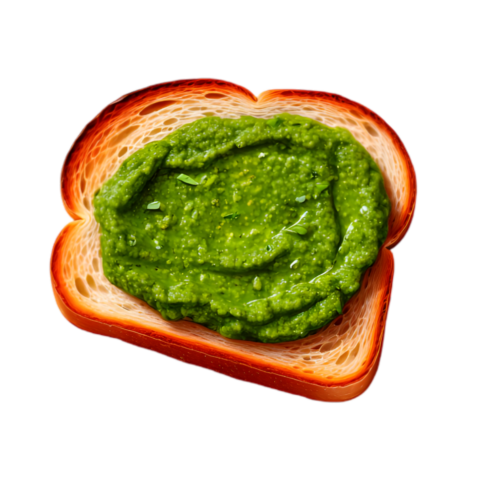 Green Pesto Toast on Toasted Bread Slice png