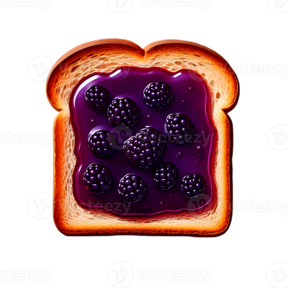 Closeup of Toasted Bread with Blackberry Jam png