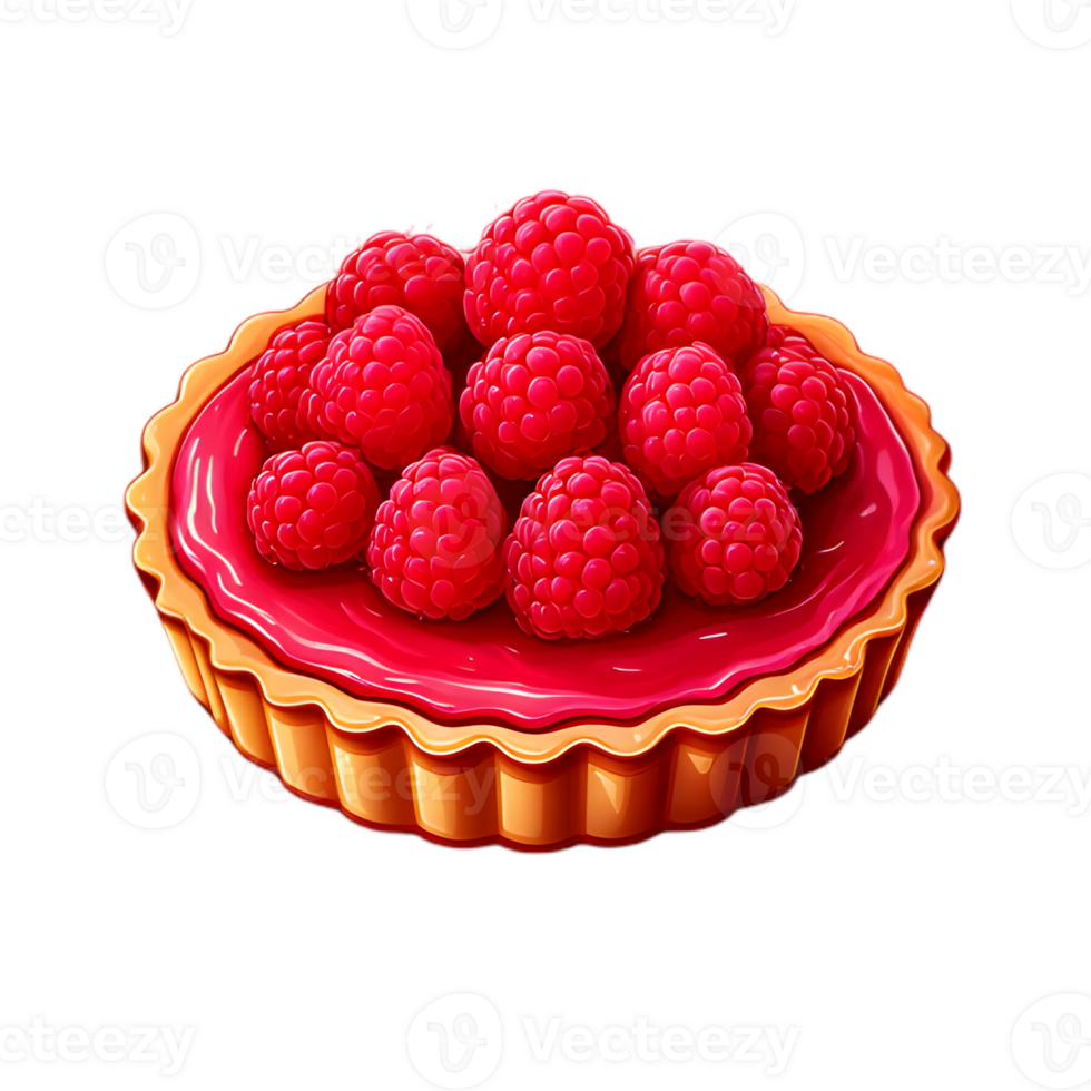 Red Raspberry Tart on Transparent Background png