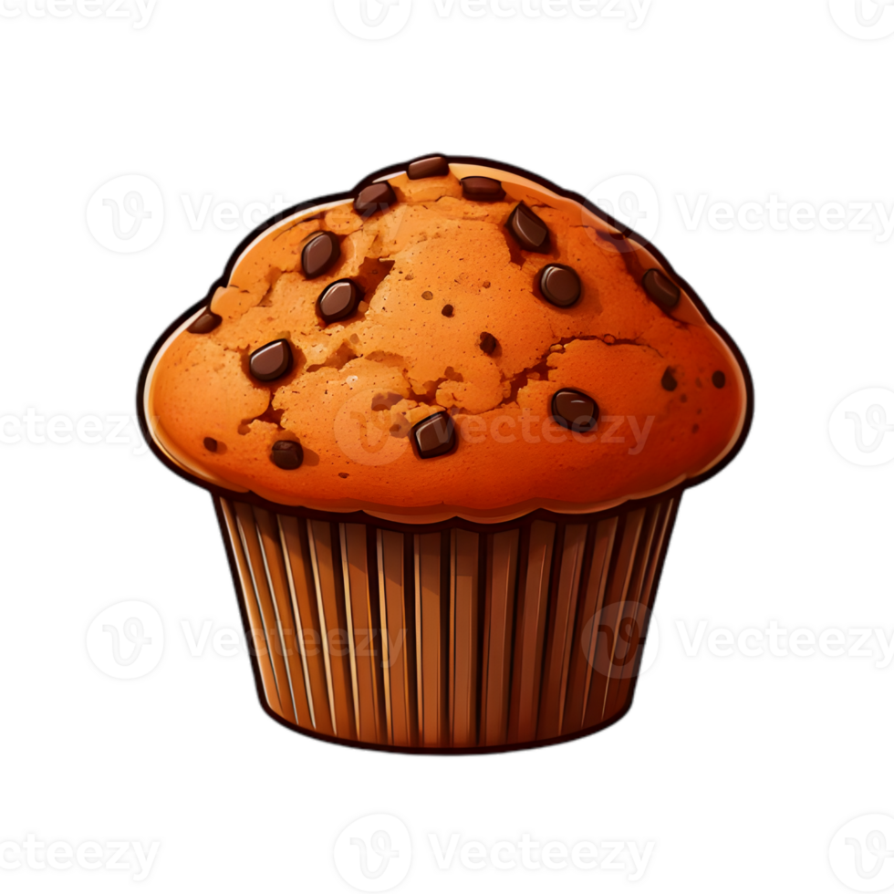 A Delicious Chocolate Chip Muffin on a Transparent Background png