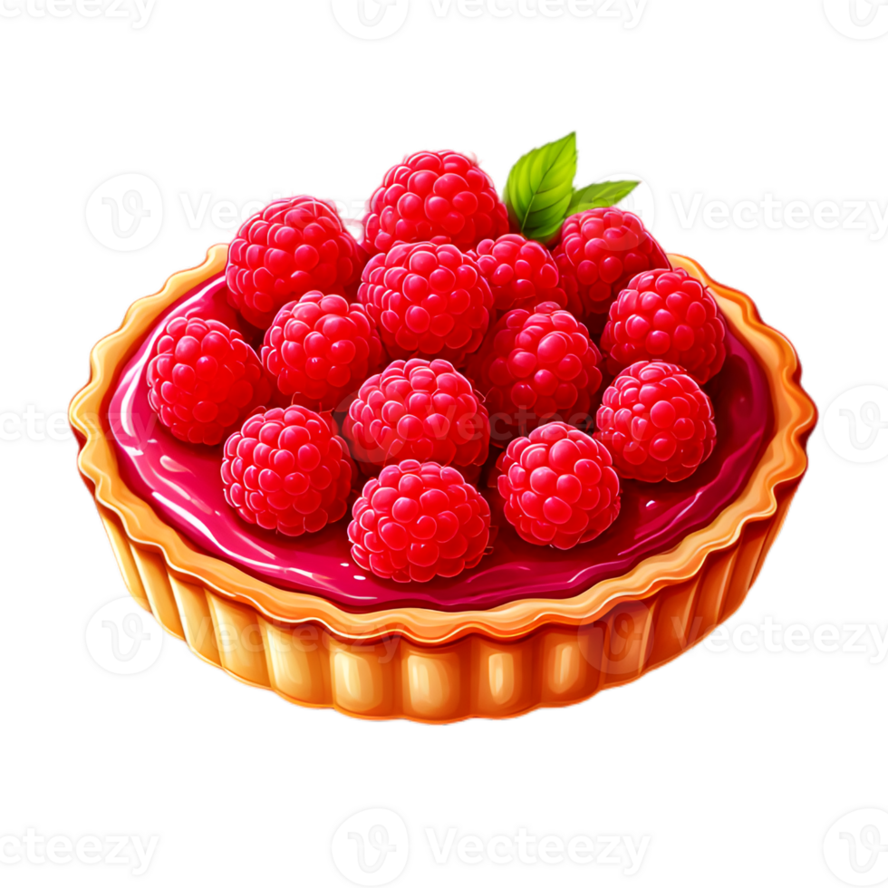 Raspberry Tart with Red Berries and Golden Crust png
