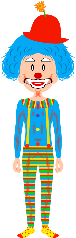 little boy in a blue wig and clown costume png