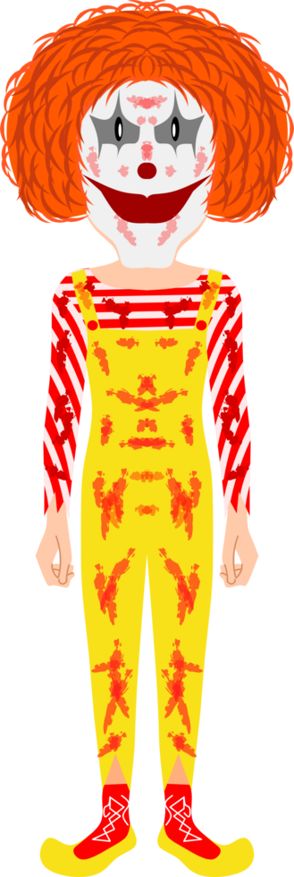 Child in orange hair clown Halloween costume illustration png