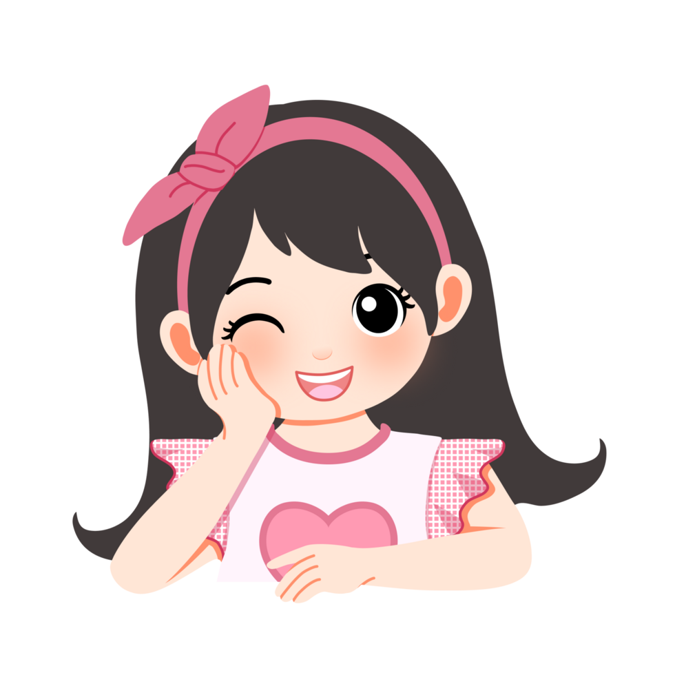 cute pinky girl with her wink eyes png