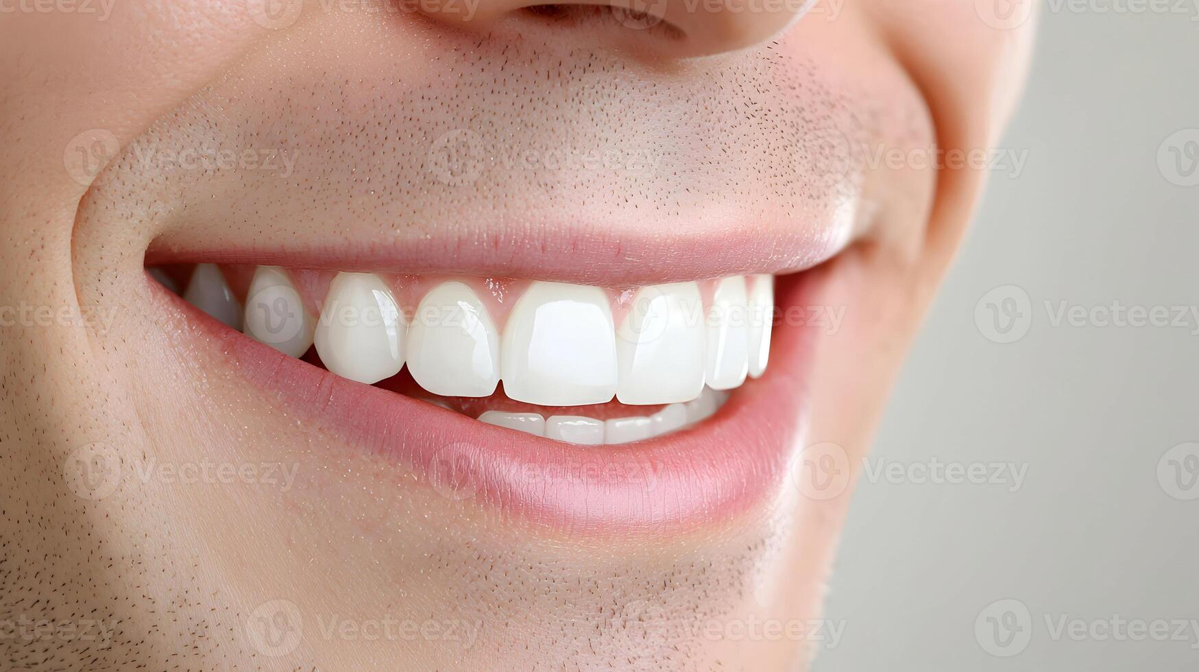 Close-Up of a Man's Smile Highlighting Healthy White Teeth and Joy photo