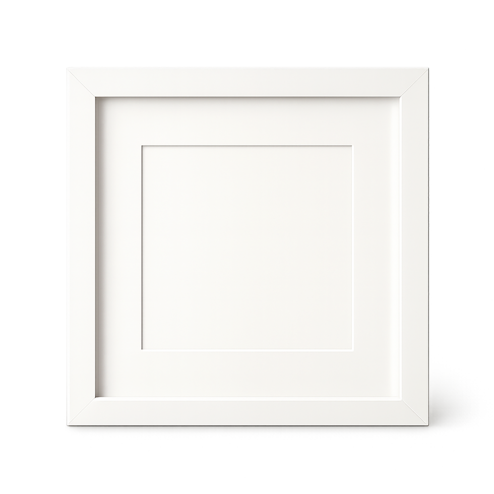 A white square frame on a transparent Background png