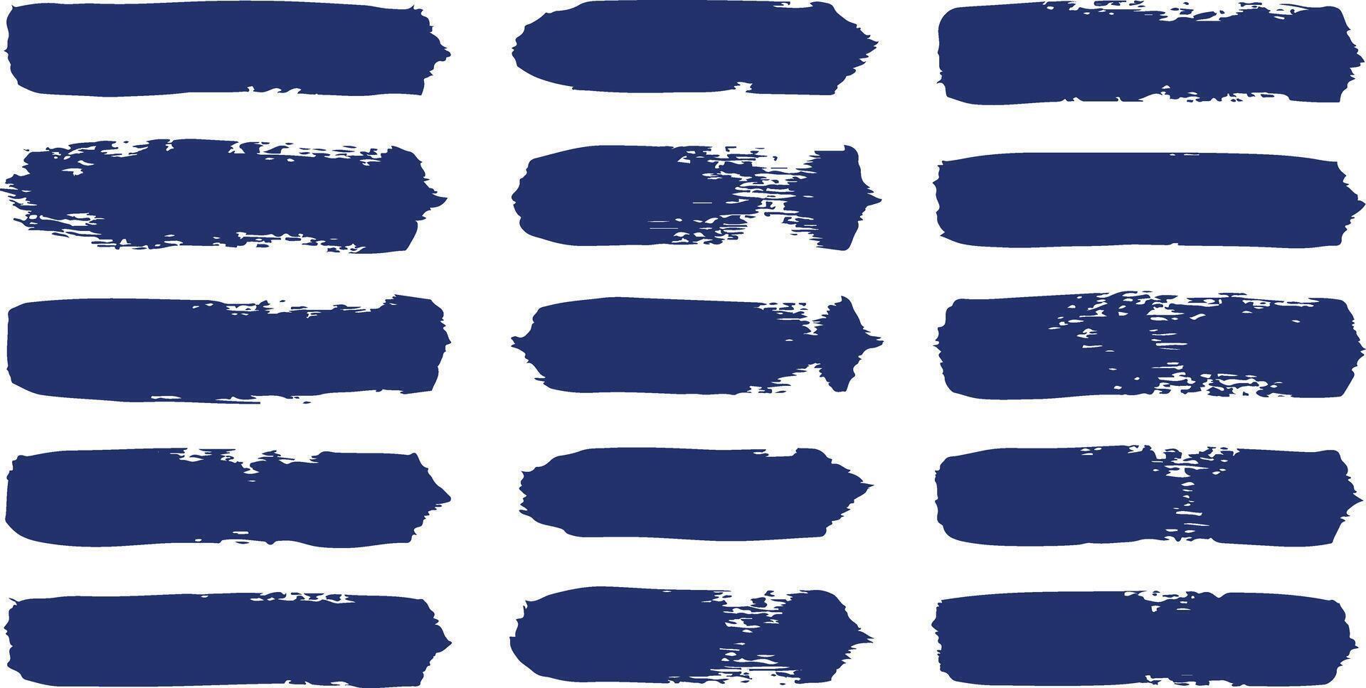 Indigo blue grunge brush strokes collection for artistic design and abstract backgrounds vector