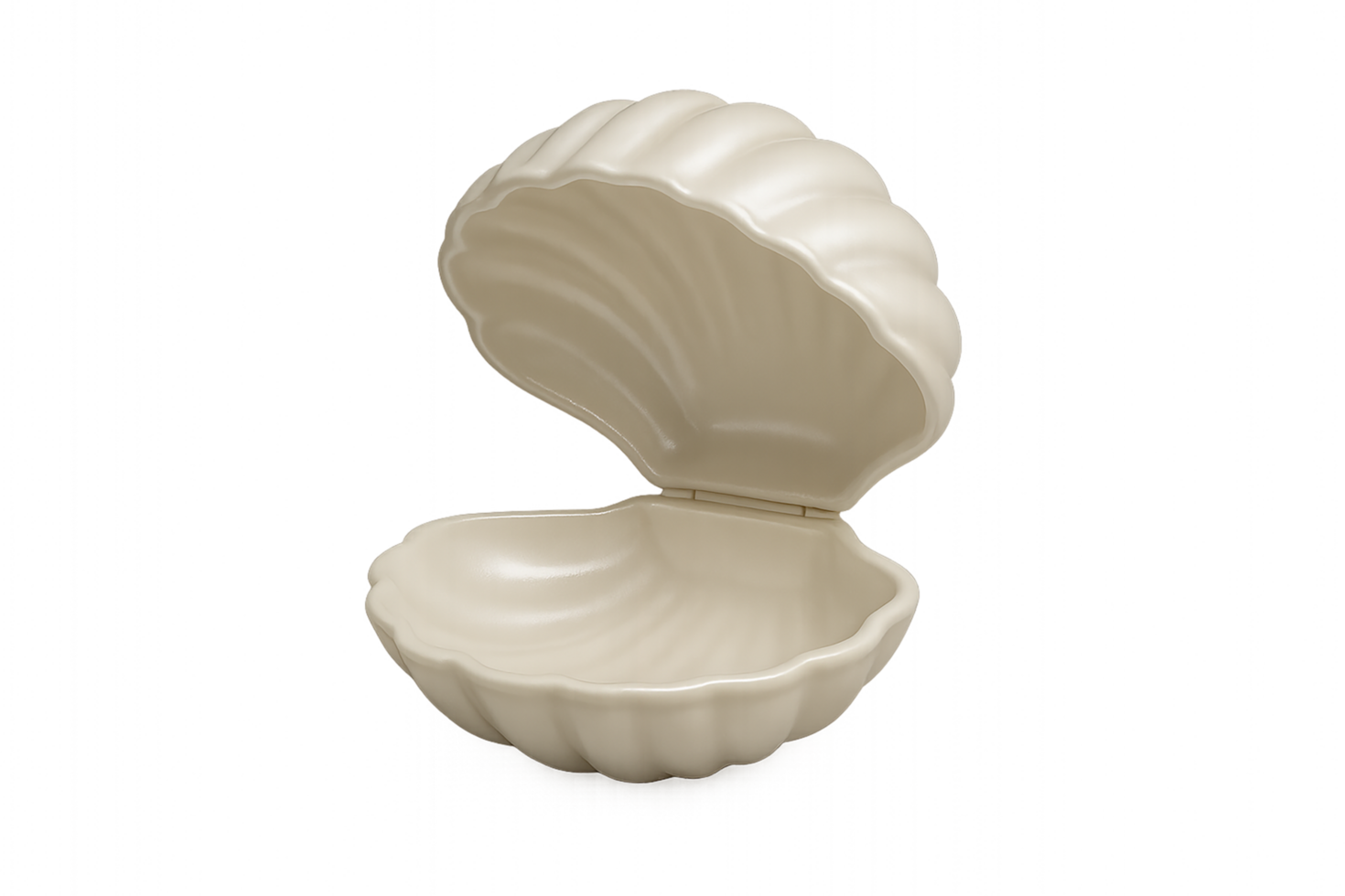 White pearl shell clam opened with smooth interior on transparent background png