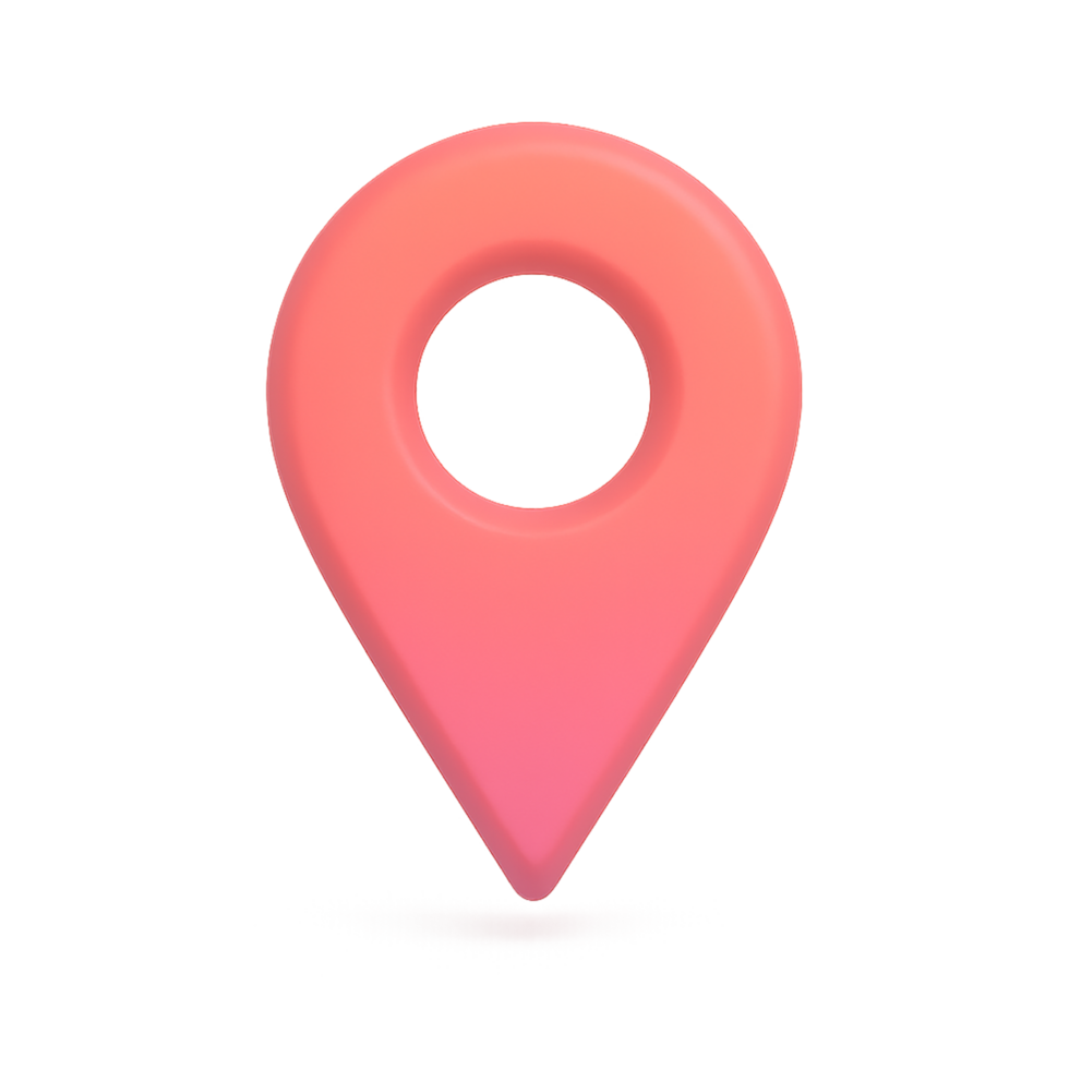 Soft red map location pin icon with circular hole in center png