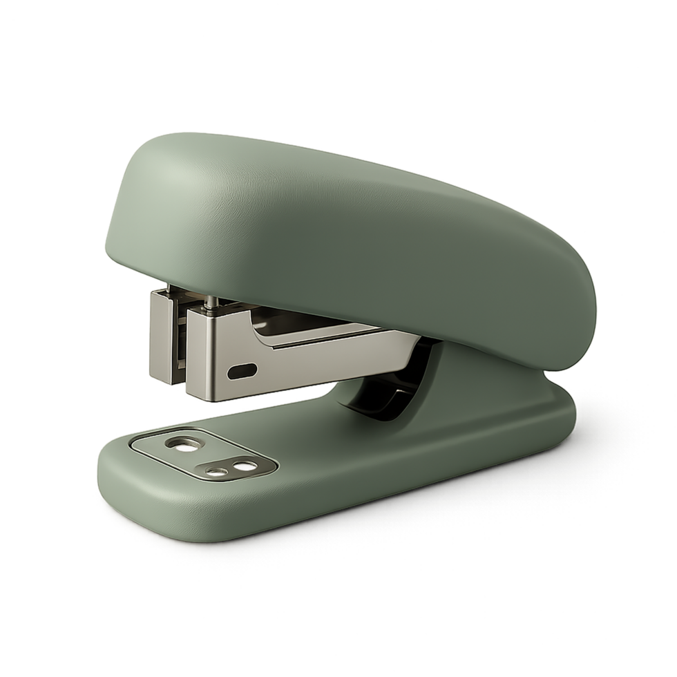 a stapler with a green handle on a transparent background png