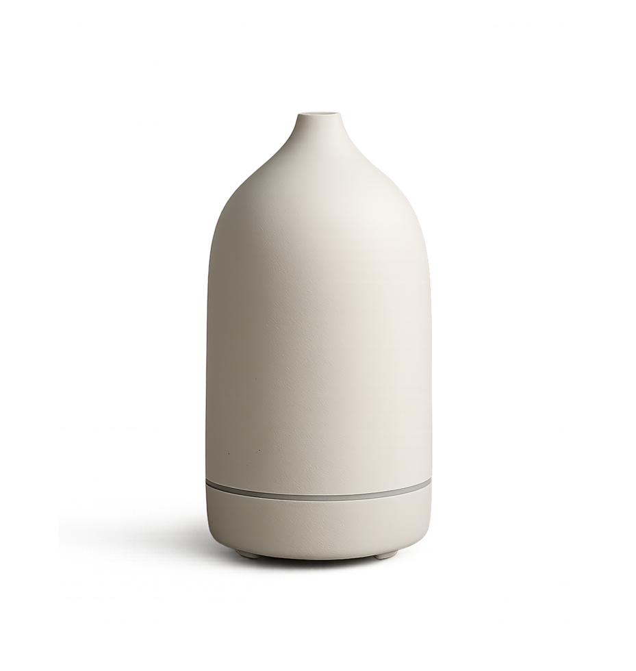 Ceramic white matte essential oil diffuser isolated on transparent background png