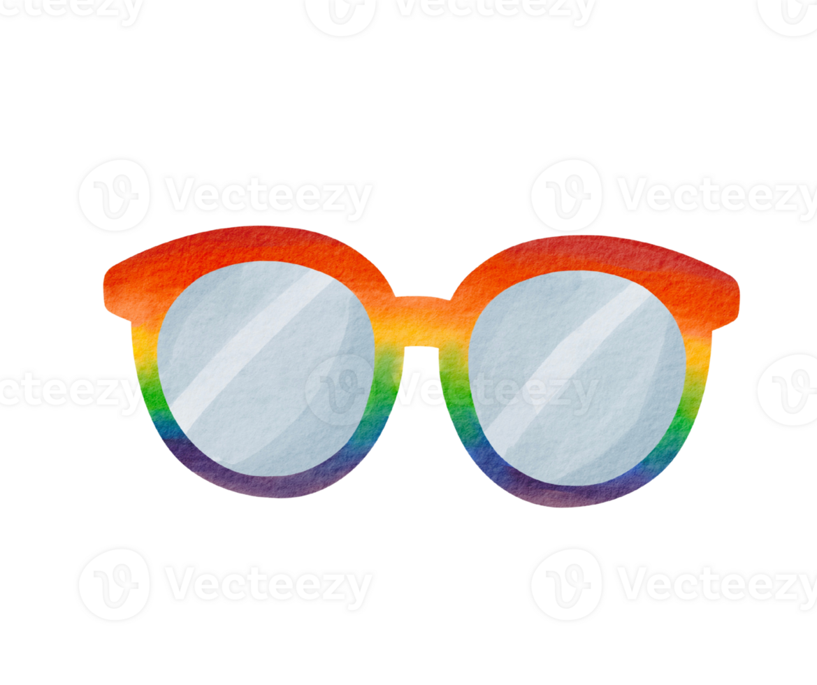 Rainbow watercolor sunglasses clipart png